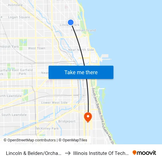 Lincoln & Belden/Orchard (Se) to Illinois Institute Of Technology map