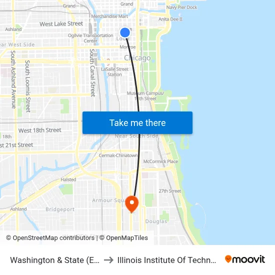 Washington & State (East) to Illinois Institute Of Technology map