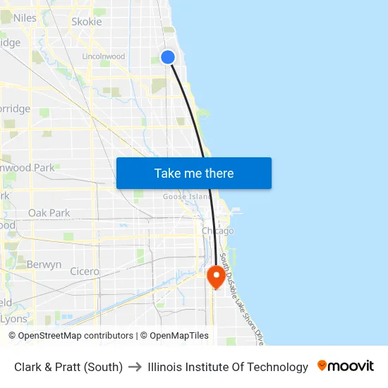 Clark & Pratt (South) to Illinois Institute Of Technology map