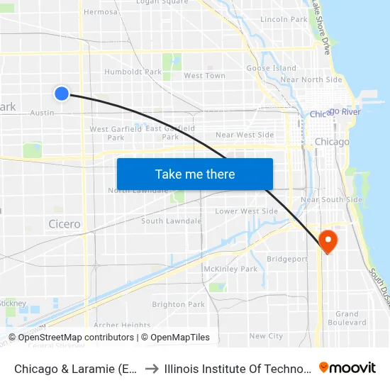Chicago & Laramie (East) to Illinois Institute Of Technology map