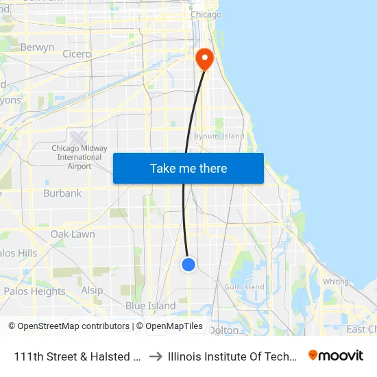 111th Street & Halsted (East) to Illinois Institute Of Technology map