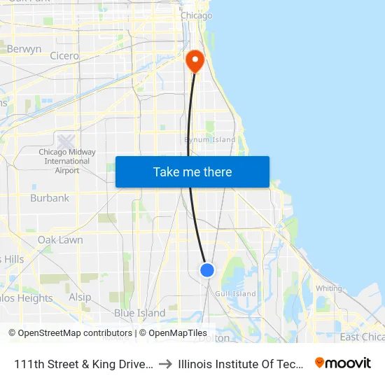 111th Street & King Drive (West) to Illinois Institute Of Technology map