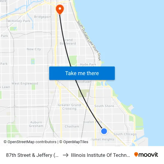 87th Street & Jeffery (East) to Illinois Institute Of Technology map