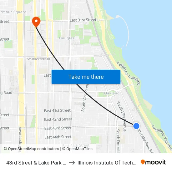 43rd Street & Lake Park (East) to Illinois Institute Of Technology map