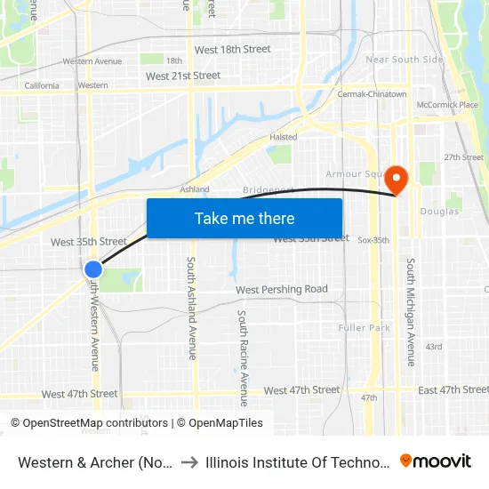 Western & Archer (North) to Illinois Institute Of Technology map