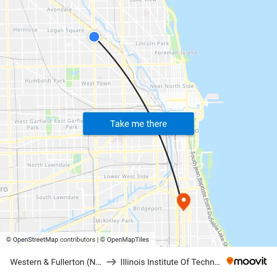 Western & Fullerton (North) to Illinois Institute Of Technology map