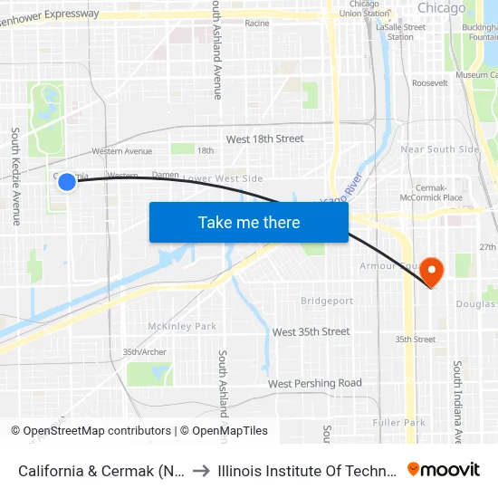 California & Cermak (North) to Illinois Institute Of Technology map