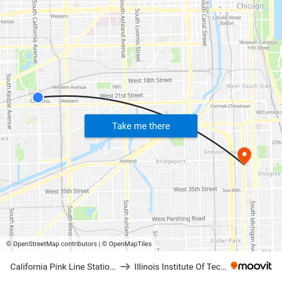 California Pink Line Station (North) to Illinois Institute Of Technology map