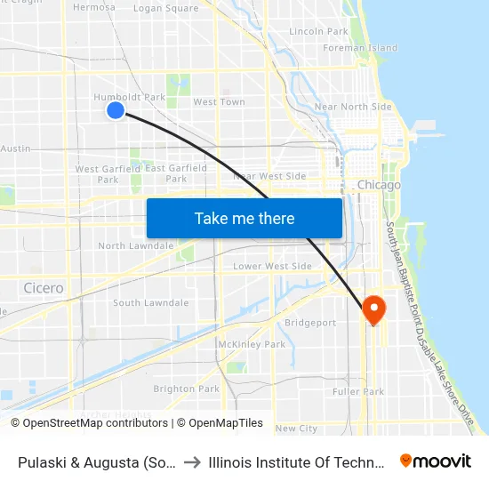 Pulaski & Augusta (South) to Illinois Institute Of Technology map