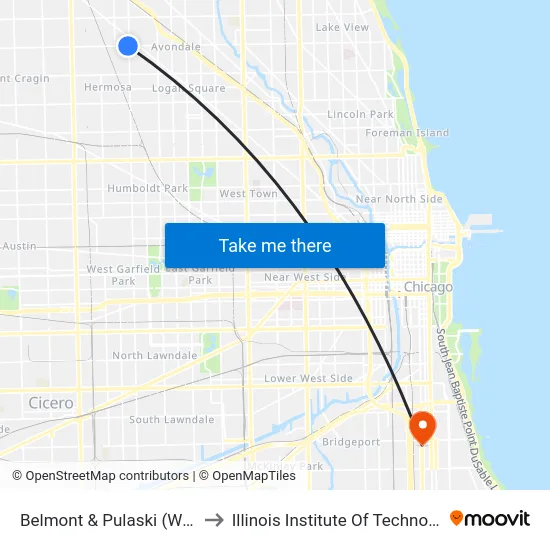 Belmont & Pulaski (West) to Illinois Institute Of Technology map