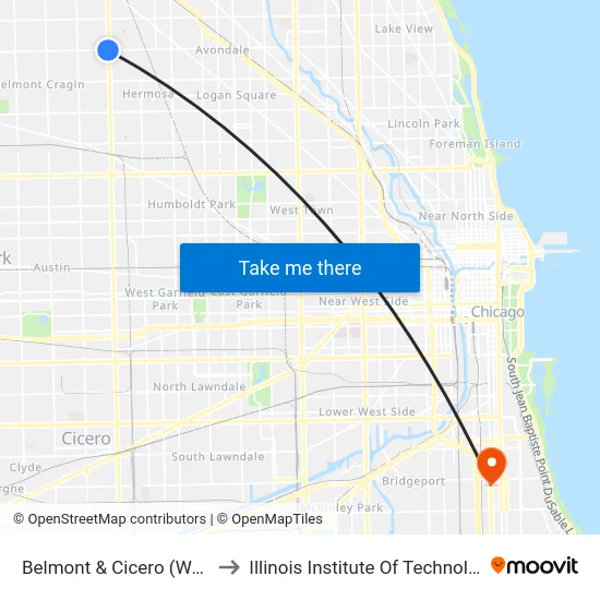 Belmont & Cicero (West) to Illinois Institute Of Technology map