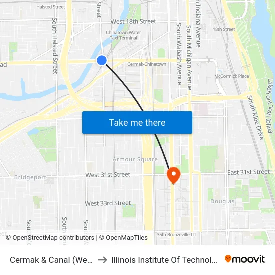 Cermak & Canal (West) to Illinois Institute Of Technology map