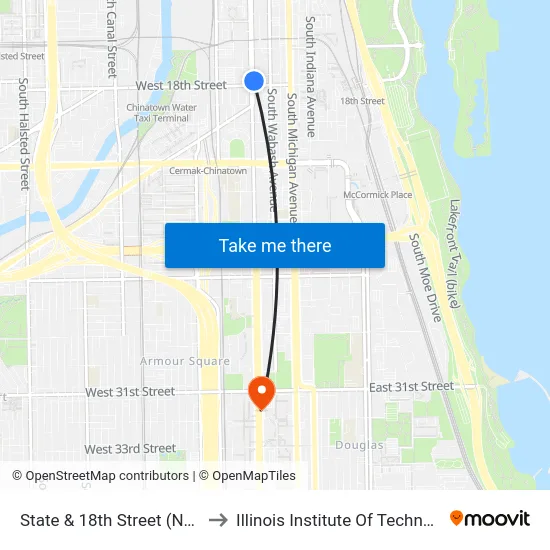 State & 18th Street (North) to Illinois Institute Of Technology map