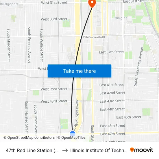 47th Red Line Station (West) to Illinois Institute Of Technology map