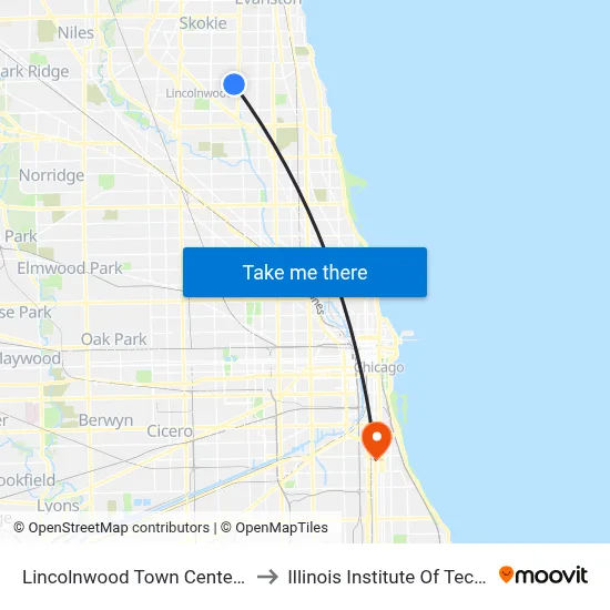 Lincolnwood Town Center (North) to Illinois Institute Of Technology map