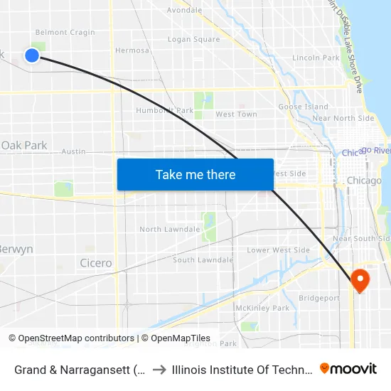 Grand & Narragansett (East) to Illinois Institute Of Technology map