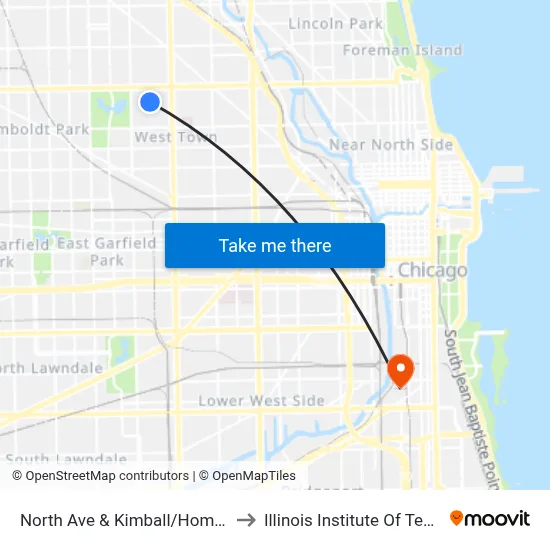 North Ave & Kimball/Homan (West) to Illinois Institute Of Technology map