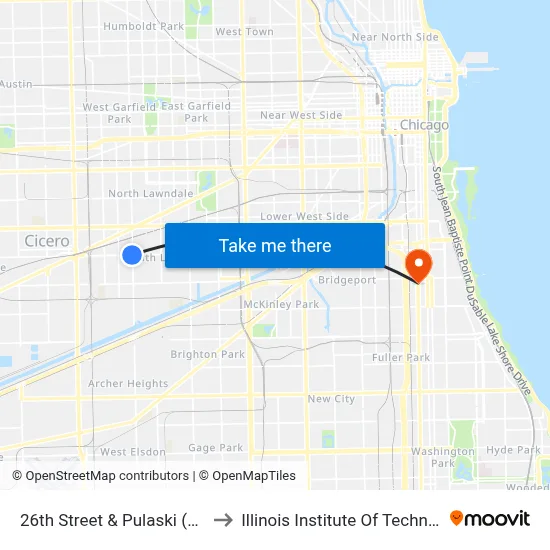 26th Street & Pulaski (West) to Illinois Institute Of Technology map