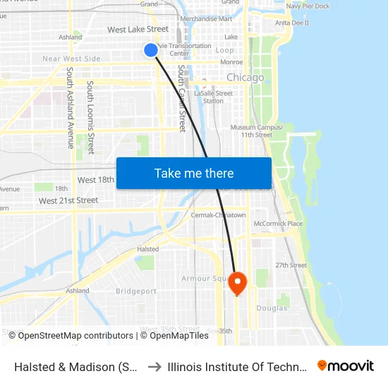 Halsted & Madison (South) to Illinois Institute Of Technology map