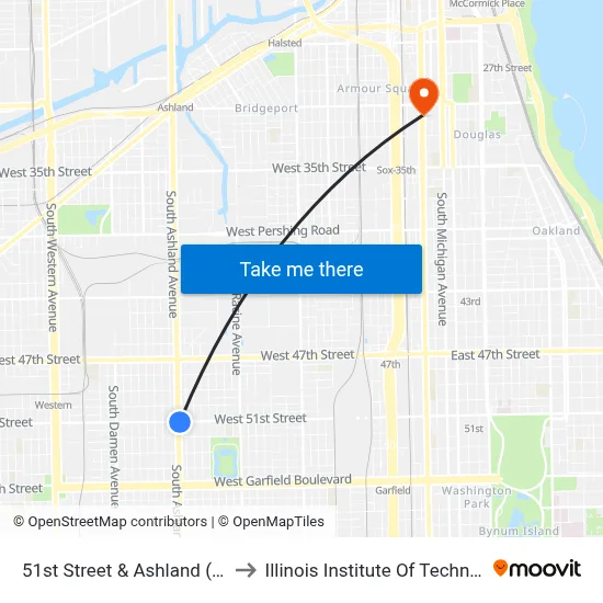 51st Street & Ashland (East) to Illinois Institute Of Technology map