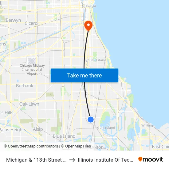 Michigan & 113th Street (North) to Illinois Institute Of Technology map