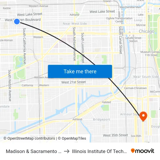 Madison & Sacramento (East) to Illinois Institute Of Technology map