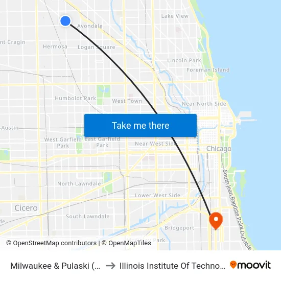Milwaukee & Pulaski (Nw) to Illinois Institute Of Technology map