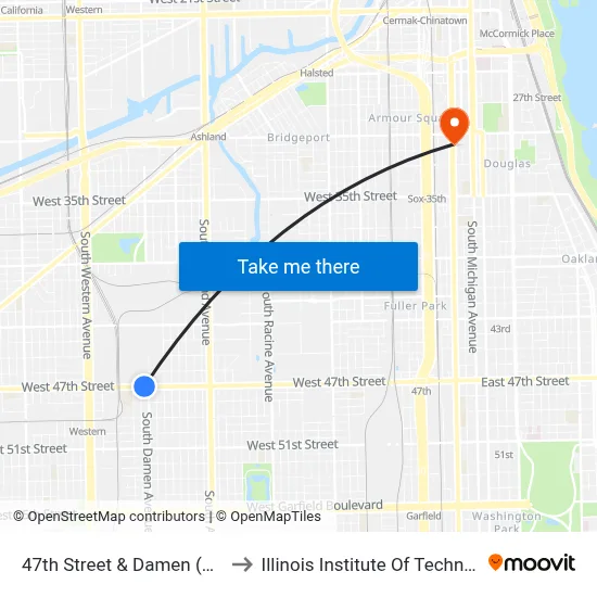 47th Street & Damen (West) to Illinois Institute Of Technology map