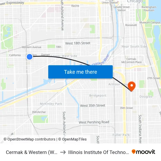 Cermak & Western (West) to Illinois Institute Of Technology map