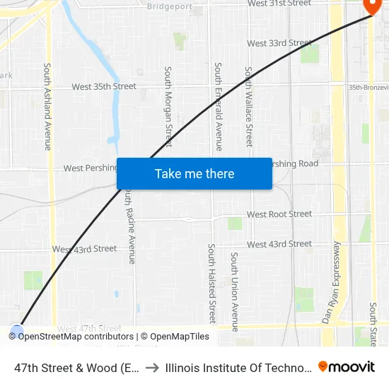 47th Street & Wood (East) to Illinois Institute Of Technology map