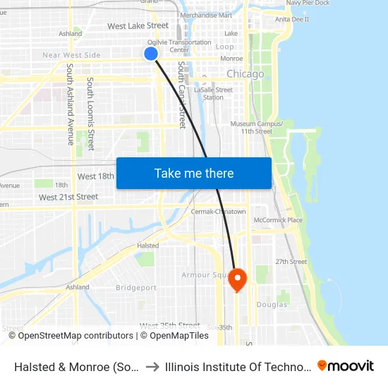 Halsted & Monroe (South) to Illinois Institute Of Technology map