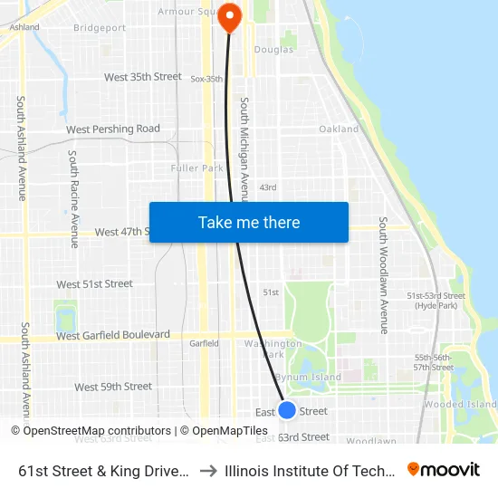 61st Street & King Drive (East) to Illinois Institute Of Technology map