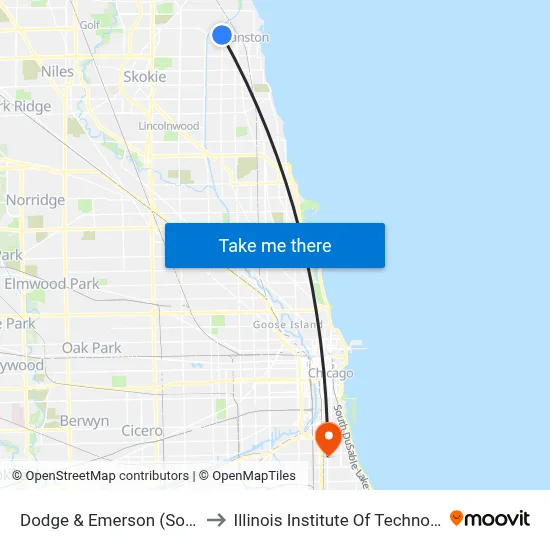 Dodge & Emerson (South) to Illinois Institute Of Technology map