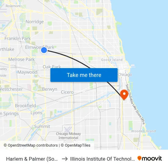 Harlem & Palmer (South) to Illinois Institute Of Technology map