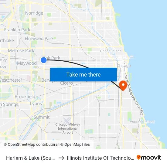 Harlem & Lake (South) to Illinois Institute Of Technology map