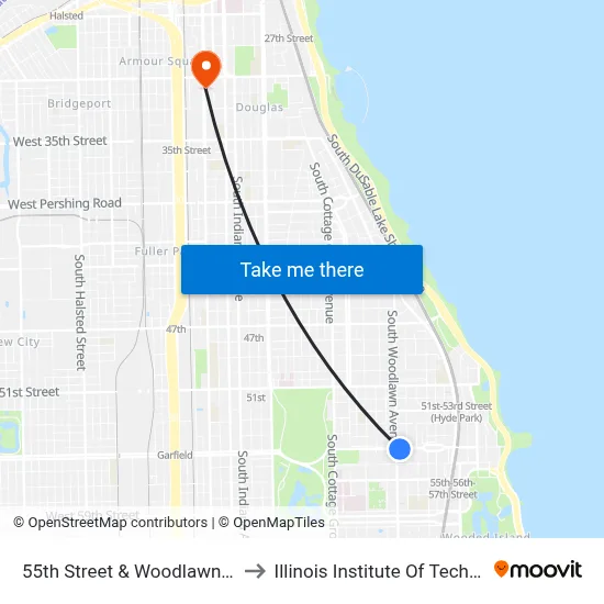 55th Street & Woodlawn (East) to Illinois Institute Of Technology map
