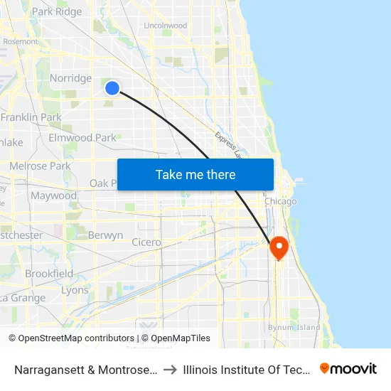 Narragansett & Montrose (North) to Illinois Institute Of Technology map