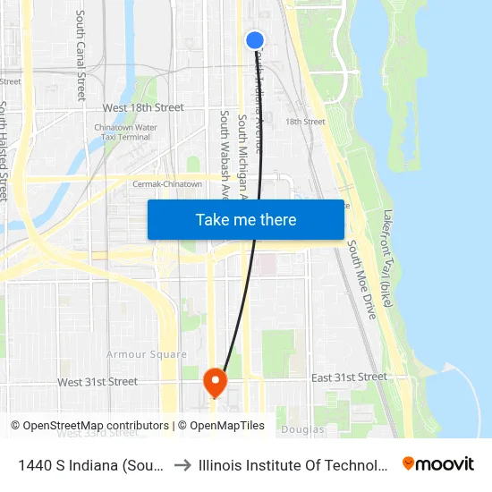 1440 S Indiana (South) to Illinois Institute Of Technology map