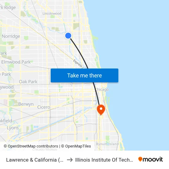 Lawrence & California (West) to Illinois Institute Of Technology map