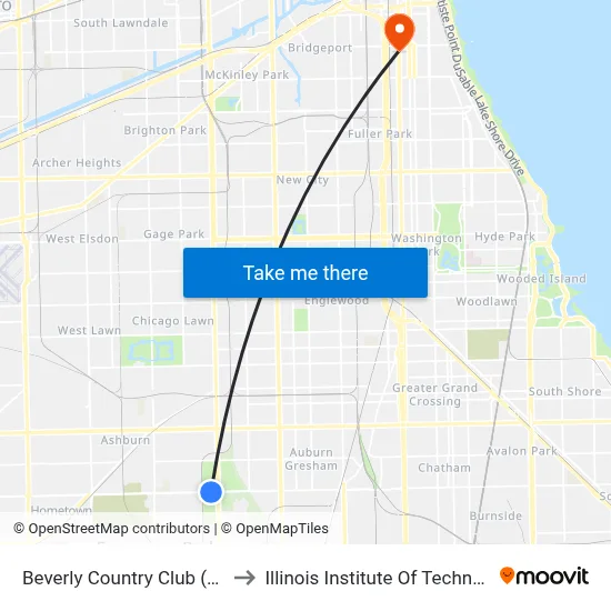 Beverly Country Club (East) to Illinois Institute Of Technology map
