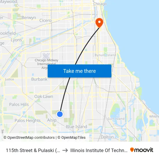 115th Street & Pulaski (East) to Illinois Institute Of Technology map