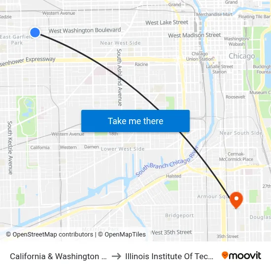 California & Washington (South) to Illinois Institute Of Technology map