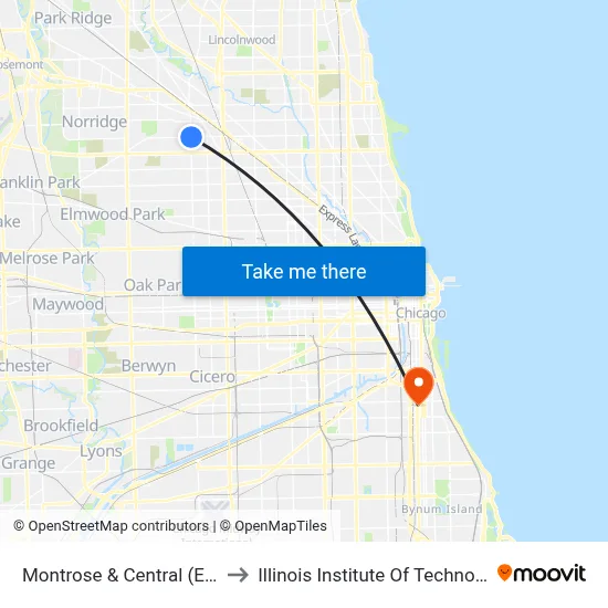 Montrose & Central (East) to Illinois Institute Of Technology map