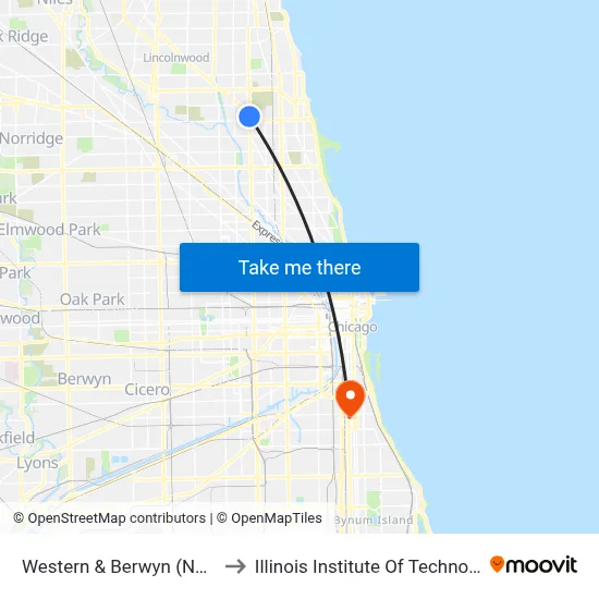 Western & Berwyn (North) to Illinois Institute Of Technology map