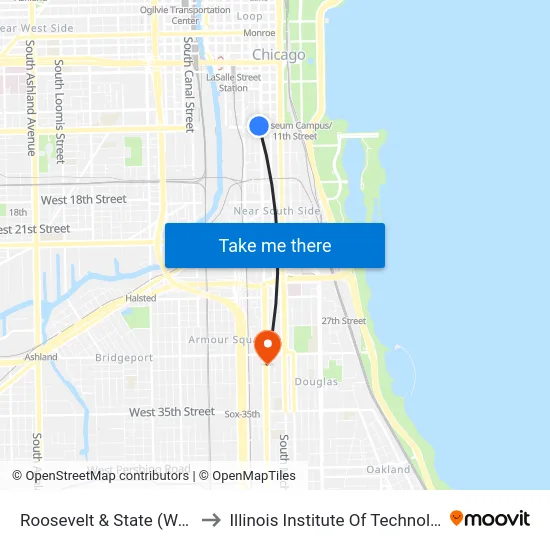 Roosevelt & State (West) to Illinois Institute Of Technology map