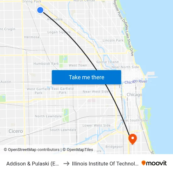 Addison & Pulaski (East) to Illinois Institute Of Technology map
