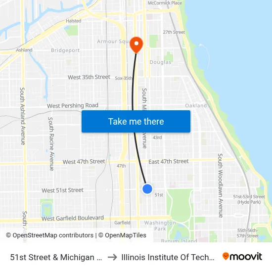 51st Street & Michigan (East) to Illinois Institute Of Technology map
