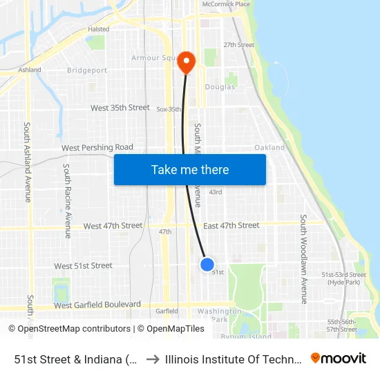 51st Street & Indiana (East) to Illinois Institute Of Technology map