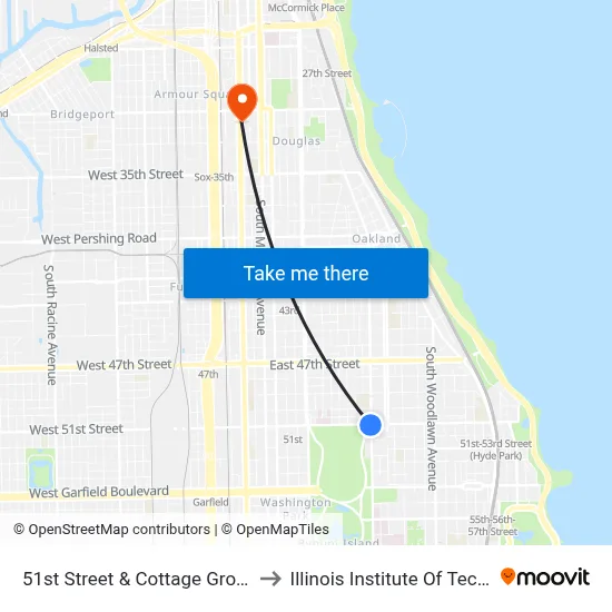 51st Street & Cottage Grove (East) to Illinois Institute Of Technology map