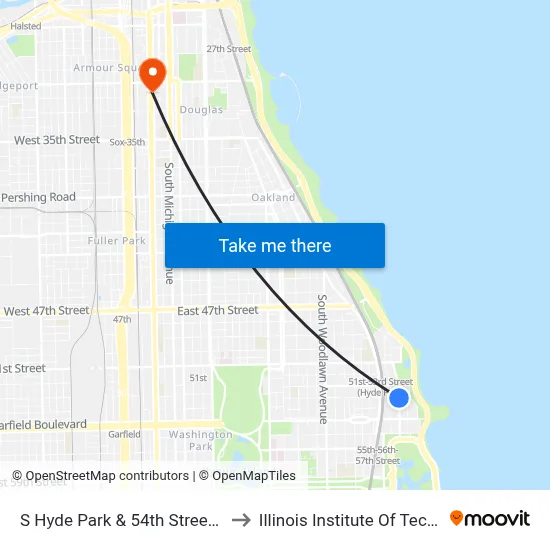S Hyde Park & 54th Street (South) to Illinois Institute Of Technology map